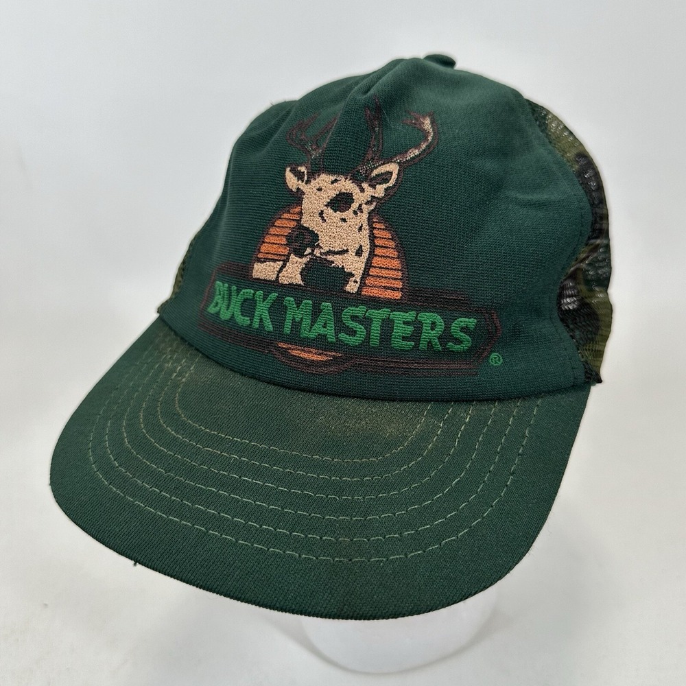 Buckmasters Camo Snapback Hat Cap Mesh Hunting Fishing Vintage Puff Print